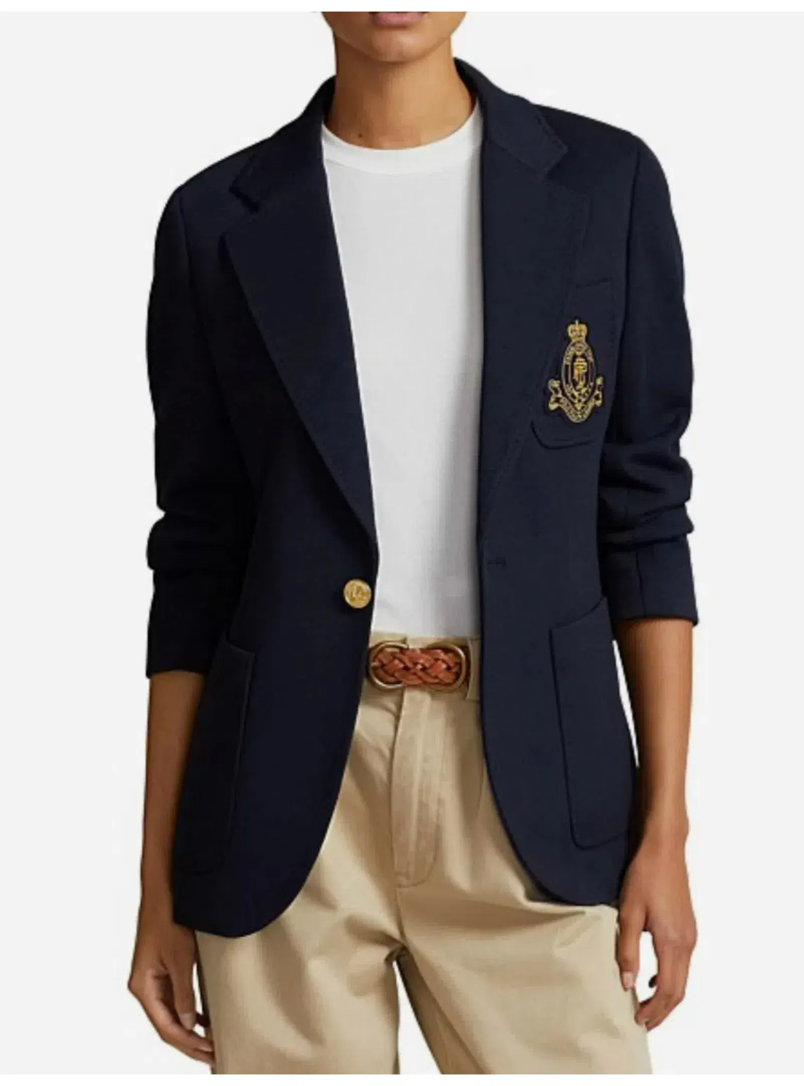 Ralph Lauren Crested Cotton Blazer Navy Size AU 6 - Image 5