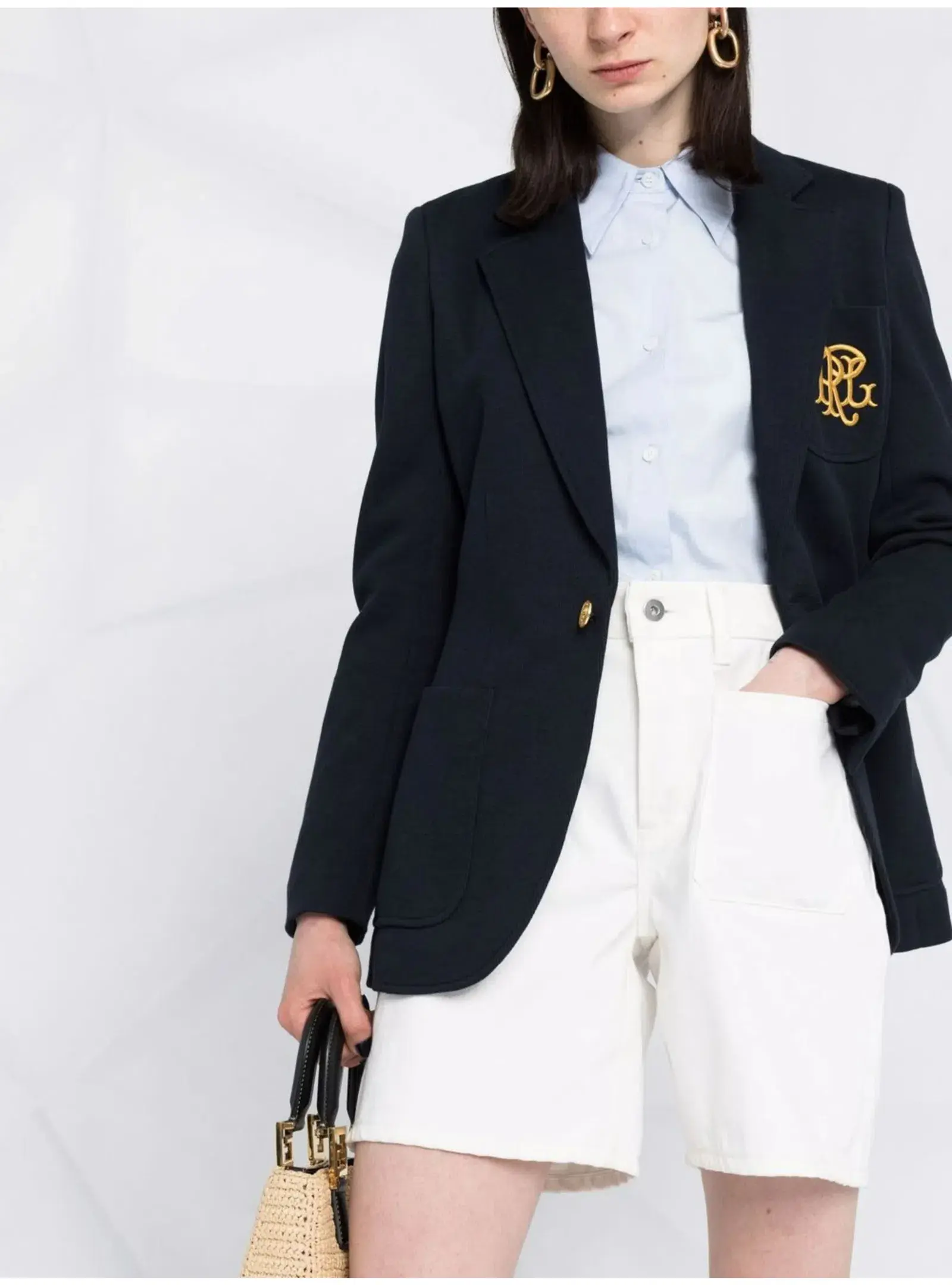 Ralph Lauren Crested Cotton Blazer Navy Size AU 6 - Image 3