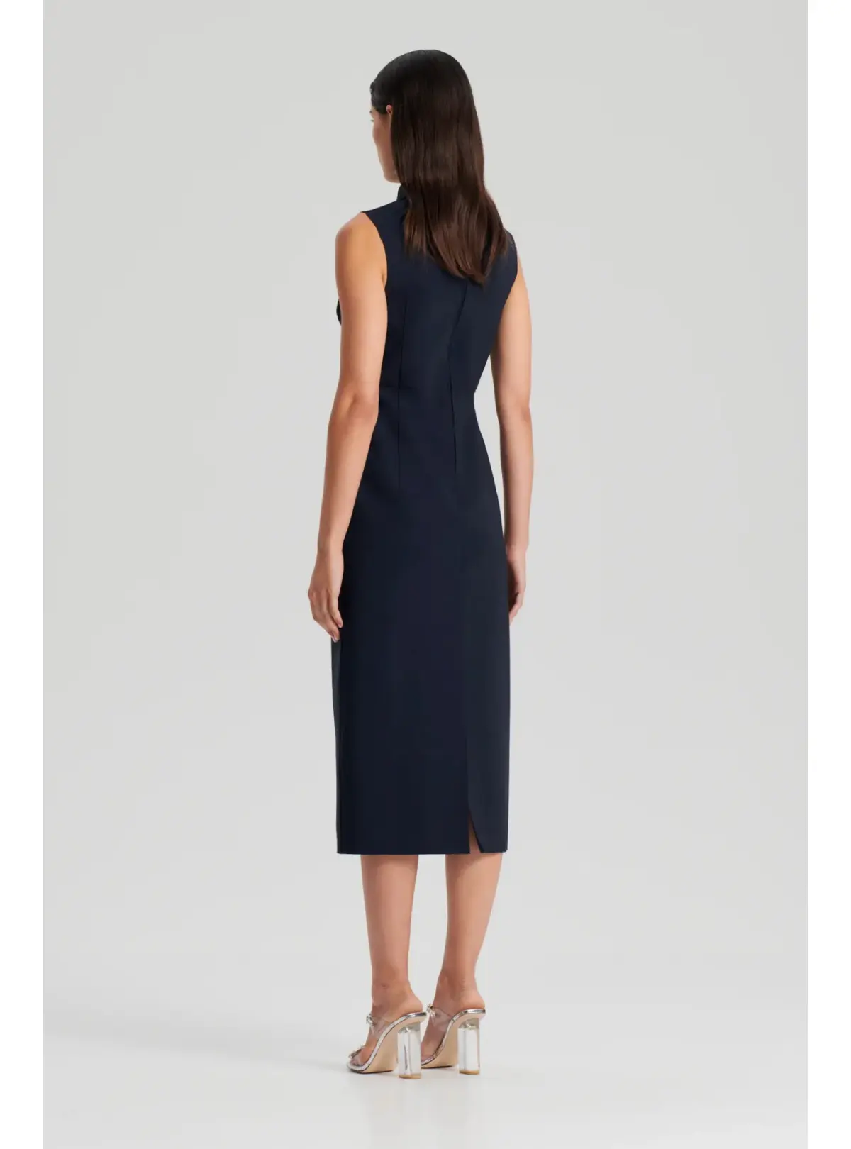 Scanlan Theodore Scuba Pencil Dress Navy Size AU 6 - Image 3