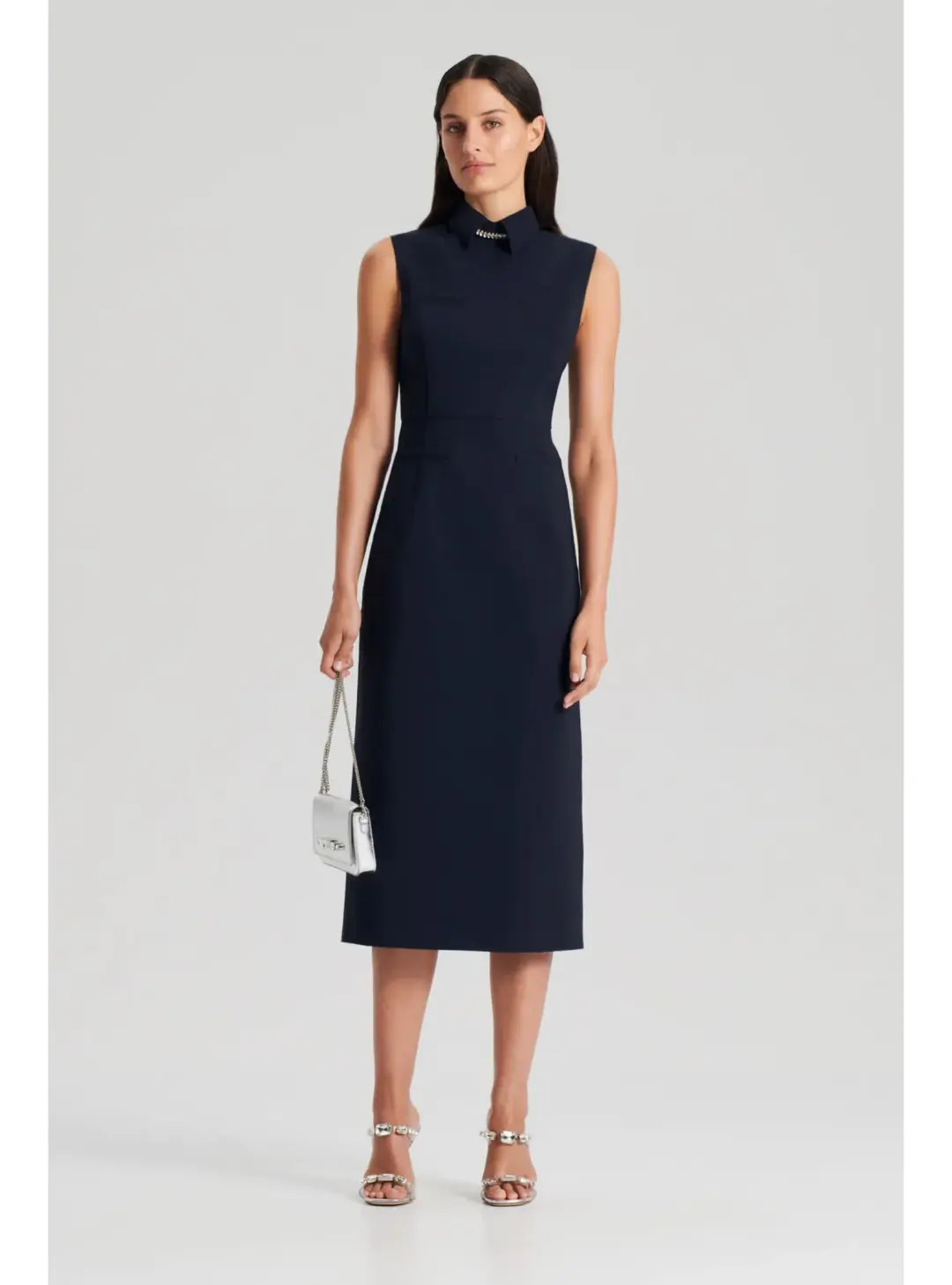 Scanlan Theodore Scuba Pencil Dress Navy Size AU 6 for rent on The Volte - main image