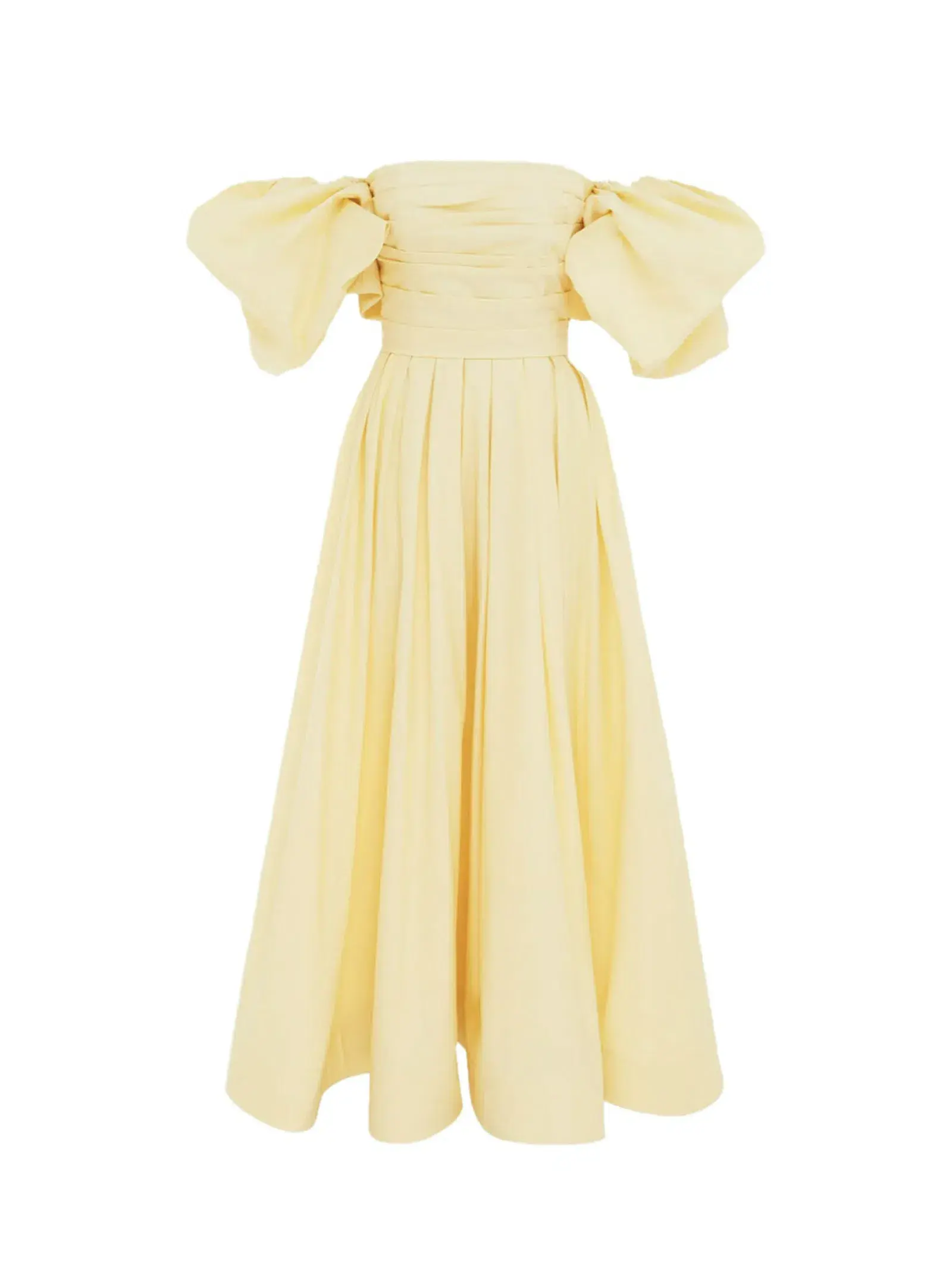 Leo Lin Matilda Puff Sleeve Midi Dress in Lemon Size AU 8 - Image 2