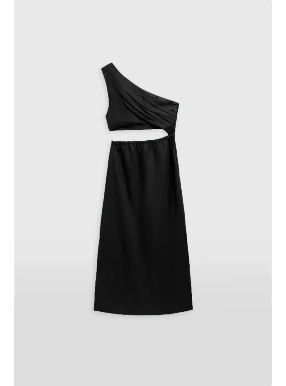 Venroy Draped One Shoulder Cut Out Midi Dress Black Size M / AU 10 - Image 4