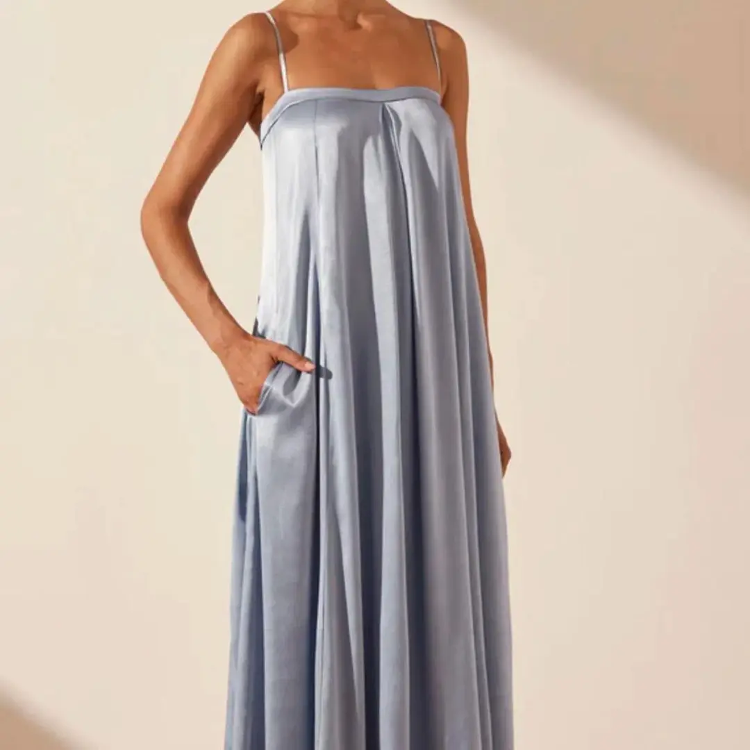 Shona Joy La Lune Column Maxi Dress in Powder Blue Size AU 6 for rent on The Volte - main image