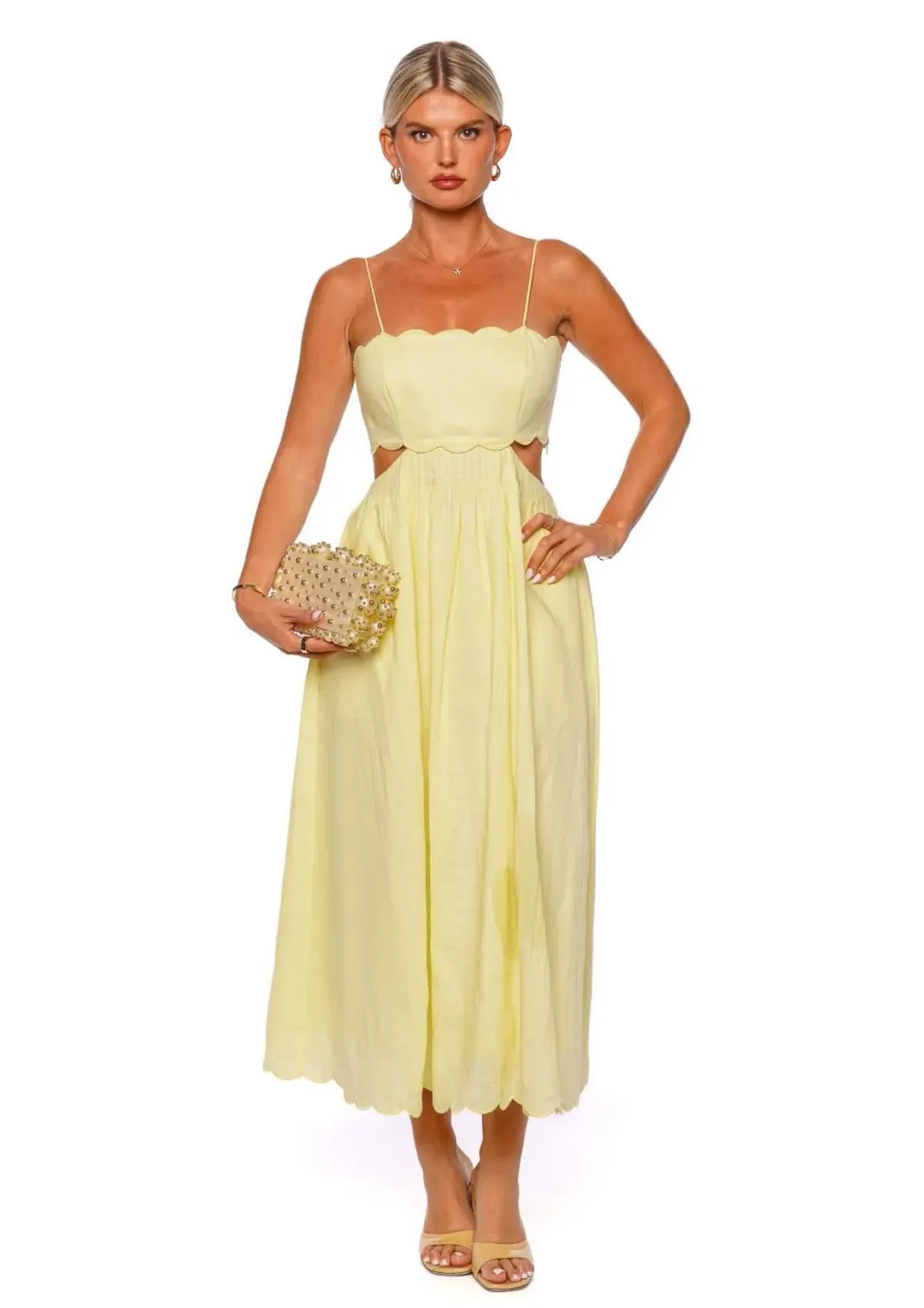 Zimmermann Halliday Scallop Midi Dress in Yellow Size 2 / AU 12  - Image 1