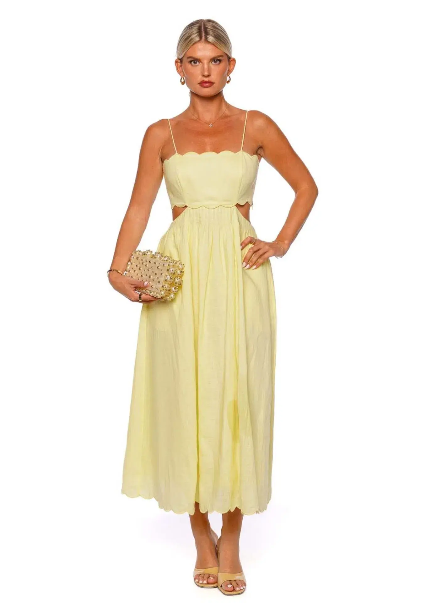 Zimmermann Halliday Scallop Midi Dress in Yellow Size 2 / AU 12  - Image 1