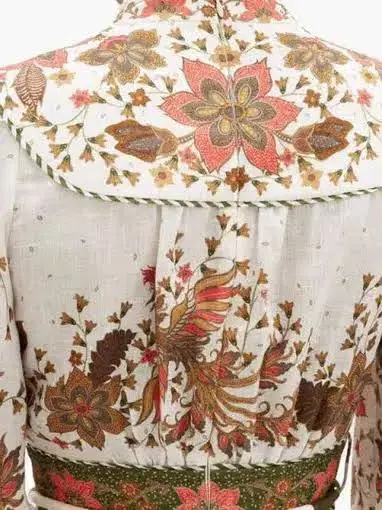 Zimmermann Empire Batik Mini Dress Khaki/Floral Size 3 / AU 14 - Image 4