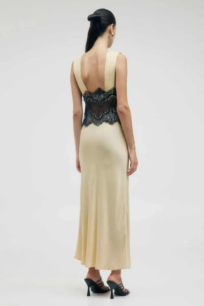 Third Form Visions Lace Deep V Maxi Dress Marshmallow Size 8 for rent on The Volte - main image