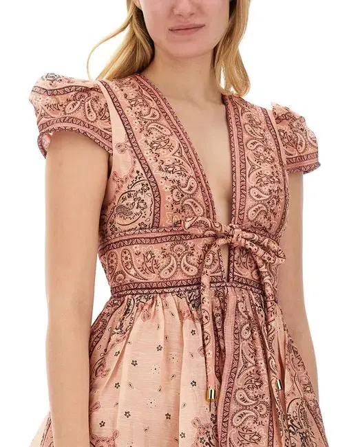 Zimmermann Matchmaker Structured Mini Dress Pink Bandana Size 3 / AU 14 for rent on The Volte - main image
