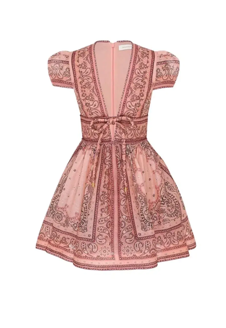Zimmermann Matchmaker Structured Mini Dress Pink Bandana Size 3 / AU 14 for rent on The Volte - main image