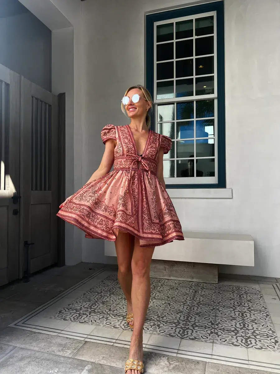 Zimmermann Matchmaker Structured Mini Dress Pink Bandana Size 3 / AU 14 - Image 1