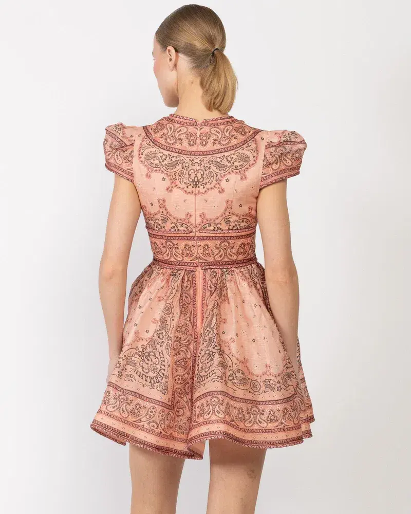 Zimmermann Matchmaker Structured Mini Dress Pink Bandana Size 3 / AU 14 - Image 4