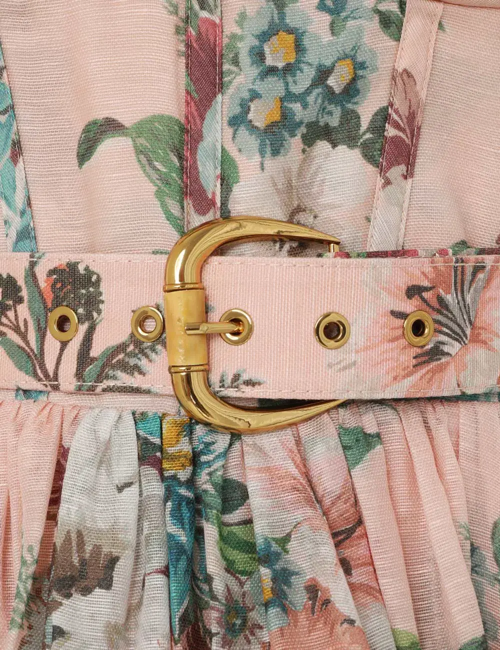 Zimmermann  Matchmaker Midi Dress Pink Barkcloth Floral Print  Size 2 / AU 12 for rent on The Volte - main image