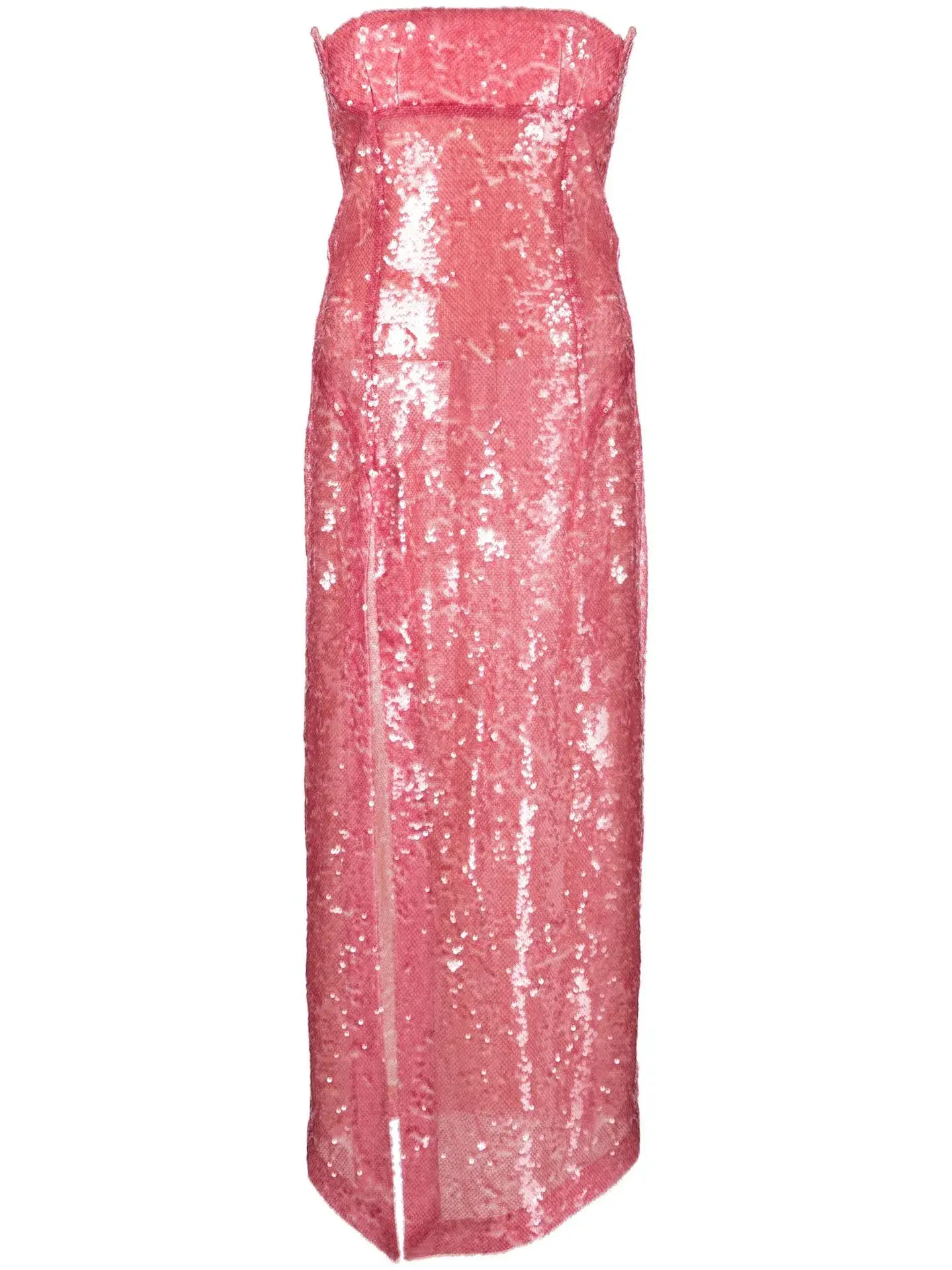The Attico Bustier Midi Dress Pink Sequinned Size XL / AU 14 - Image 4