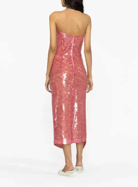 The Attico Bustier Midi Dress Pink Sequinned Size XL / AU 14 - Image 3