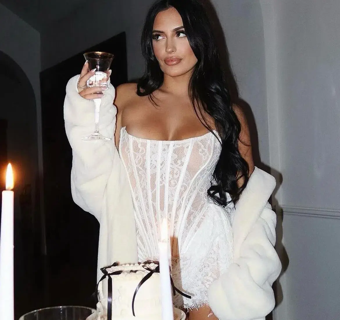 Heiress Beverly Hills Lace Corset Draped Mini Dress White XS/6-8AU - Image 5