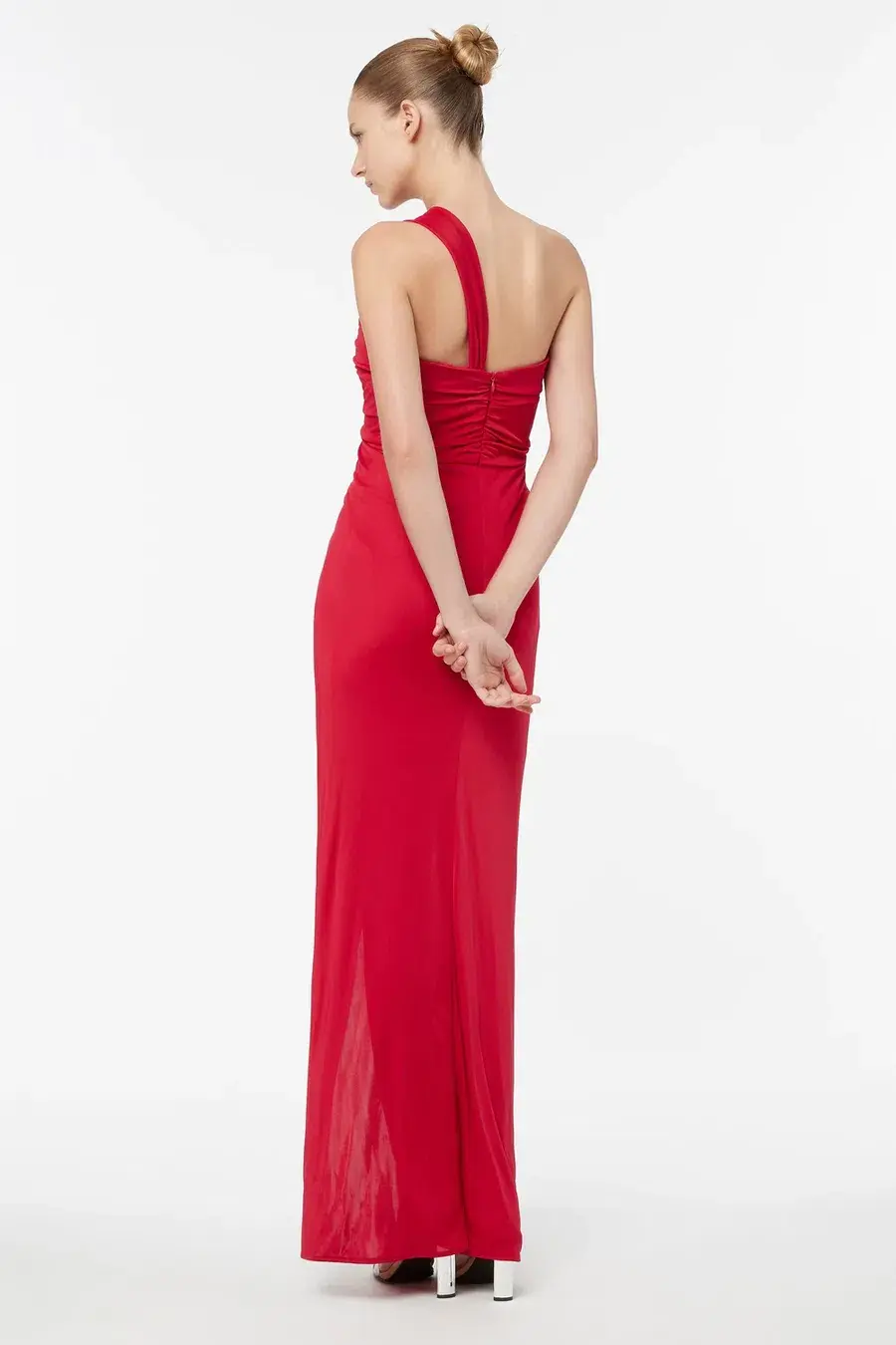 Manning Cartell Haute Pursuit One Shoulder Dress in Cherry Size 8 - Image 3