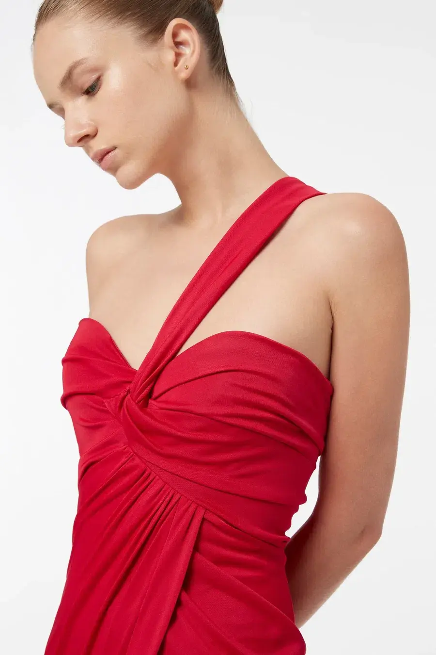 Manning Cartell Haute Pursuit One Shoulder Dress in Cherry Size 8 - Image 4