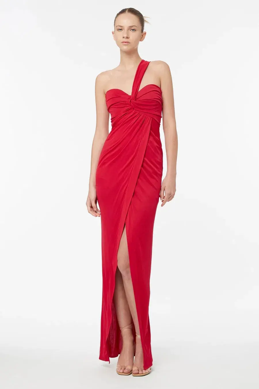 Manning Cartell Haute Pursuit One Shoulder Dress in Cherry Size 8 - Image 1