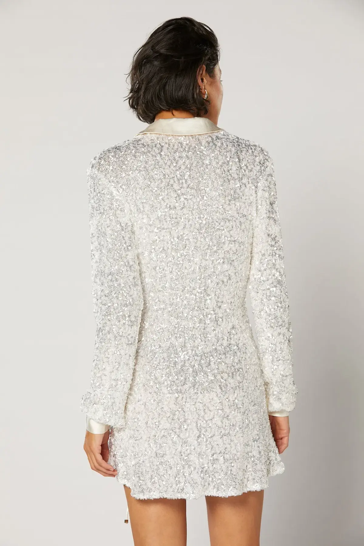 Winona Arissa Wrap Shirt Dress White Sequin Size 12 - Image 3