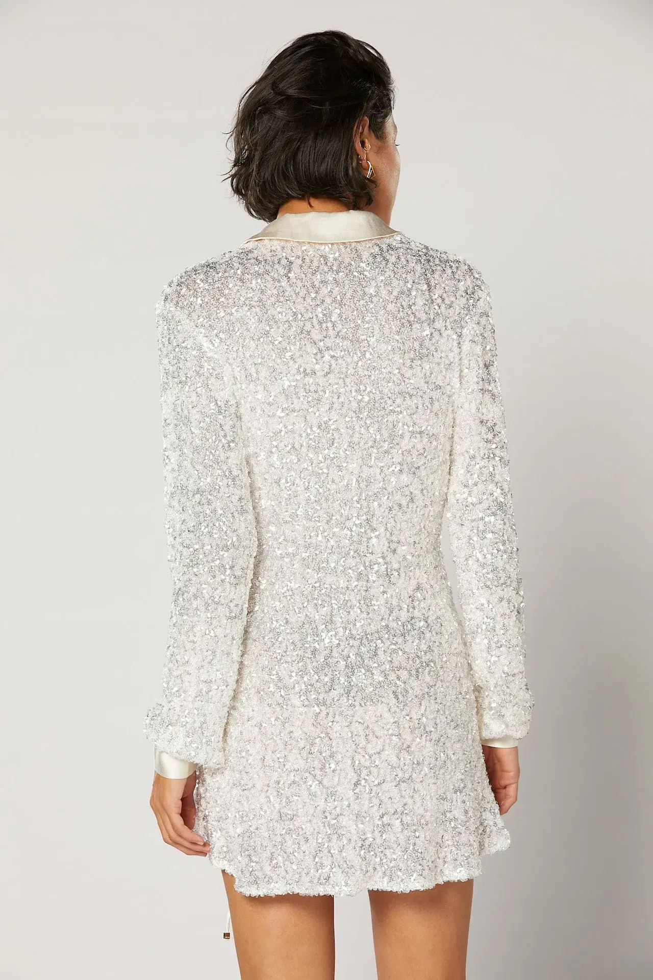 Winona Arissa Wrap Shirt Dress White Sequin Size 12 - Image 3