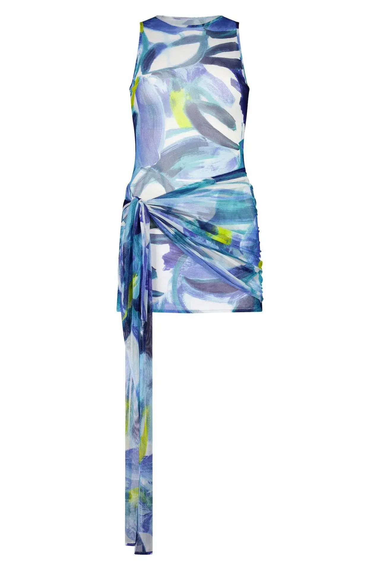 With Harper Lu Wrap Mesh Mini Dress Watercolour Size S / AU 8 - Image 5