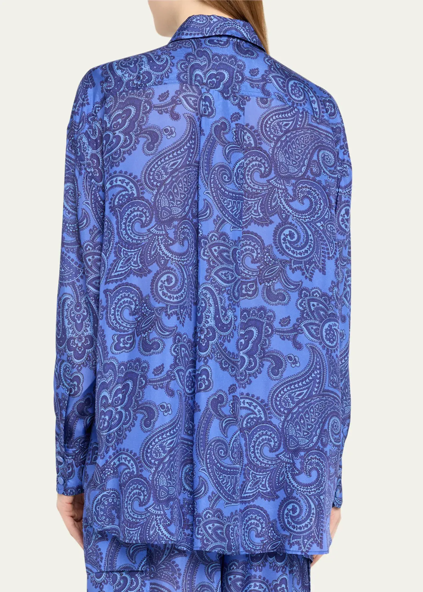 Zimmermann Ottie Relaxed Shirt Size 0P/ AU 6 and Pant Size 1/ AU 10 Set Blue Paisley  - Image 3