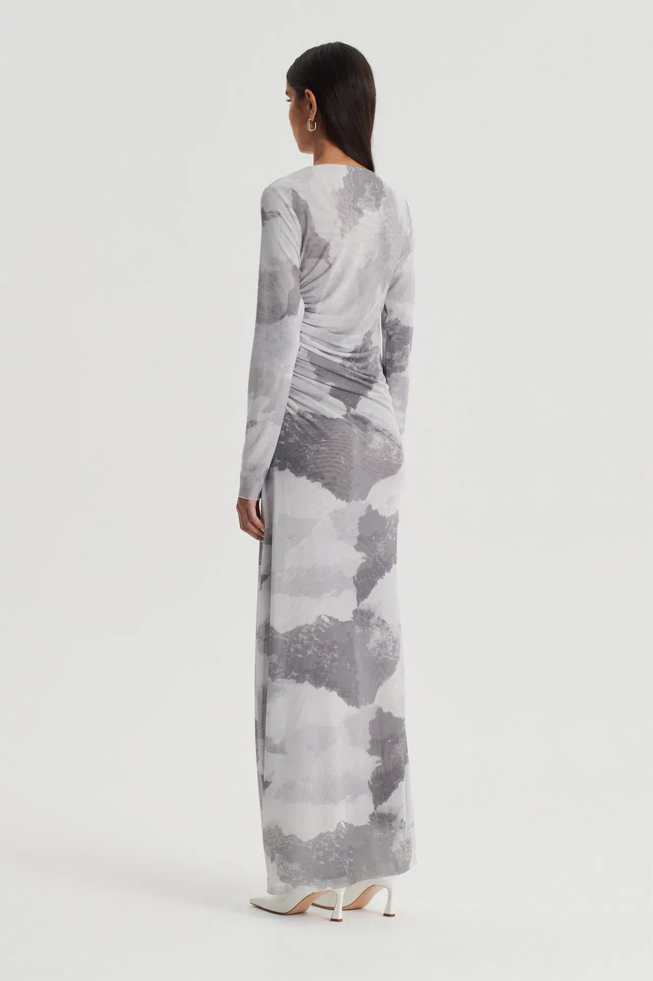 Scanlan Theodore Mesh Cloud Print Dress in Grey Size 6 - Image 2