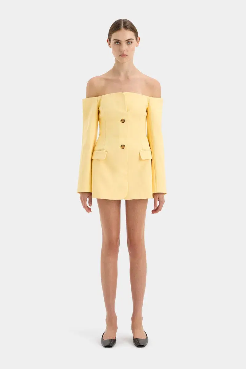 Sir the Label Sandrine Tailored Mini Dress in Limone Size 10  for rent on The Volte - main image