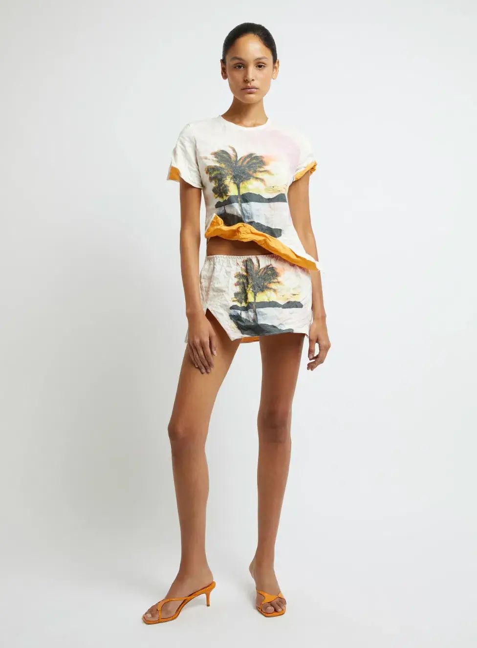 Christopher Esber Lost Souvenir Crushed Tee Size 8 & Mini Skirt Size 10 Print  - Image 1