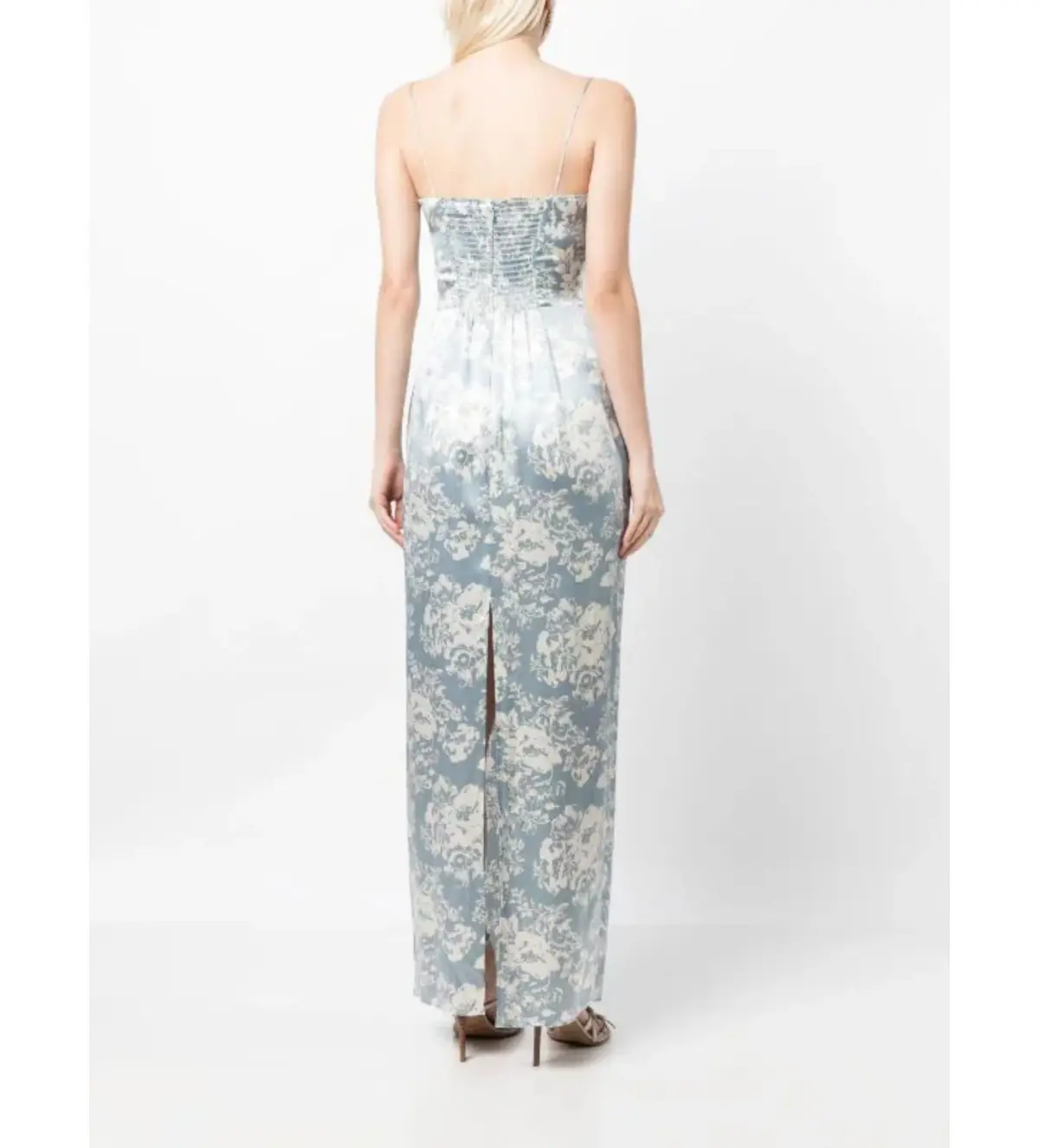 Reformation Frankie Silk Dress Blue Floral Size XS / AU 6 - Image 2