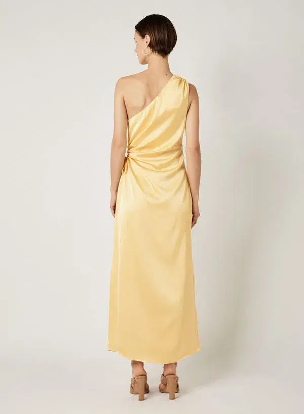 Esmaee Ariel Drawstring Midi Dress Yellow Lemon Size 8 - Image 3
