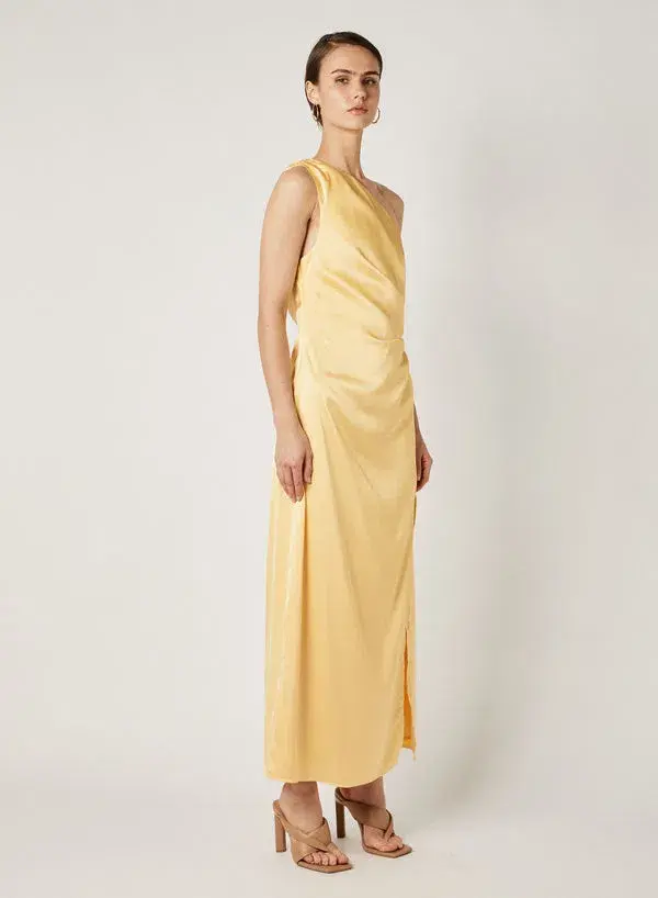 Esmaee Ariel Drawstring Midi Dress Yellow Lemon Size 8 - Image 2