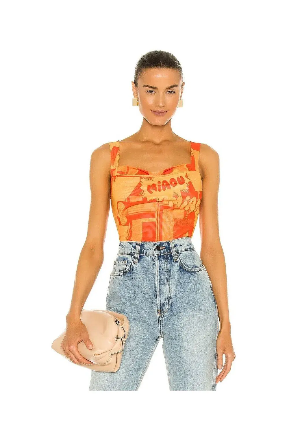 Miaou Imogen Corset Stone Orange Print Size S/ AU 10 - Image 2