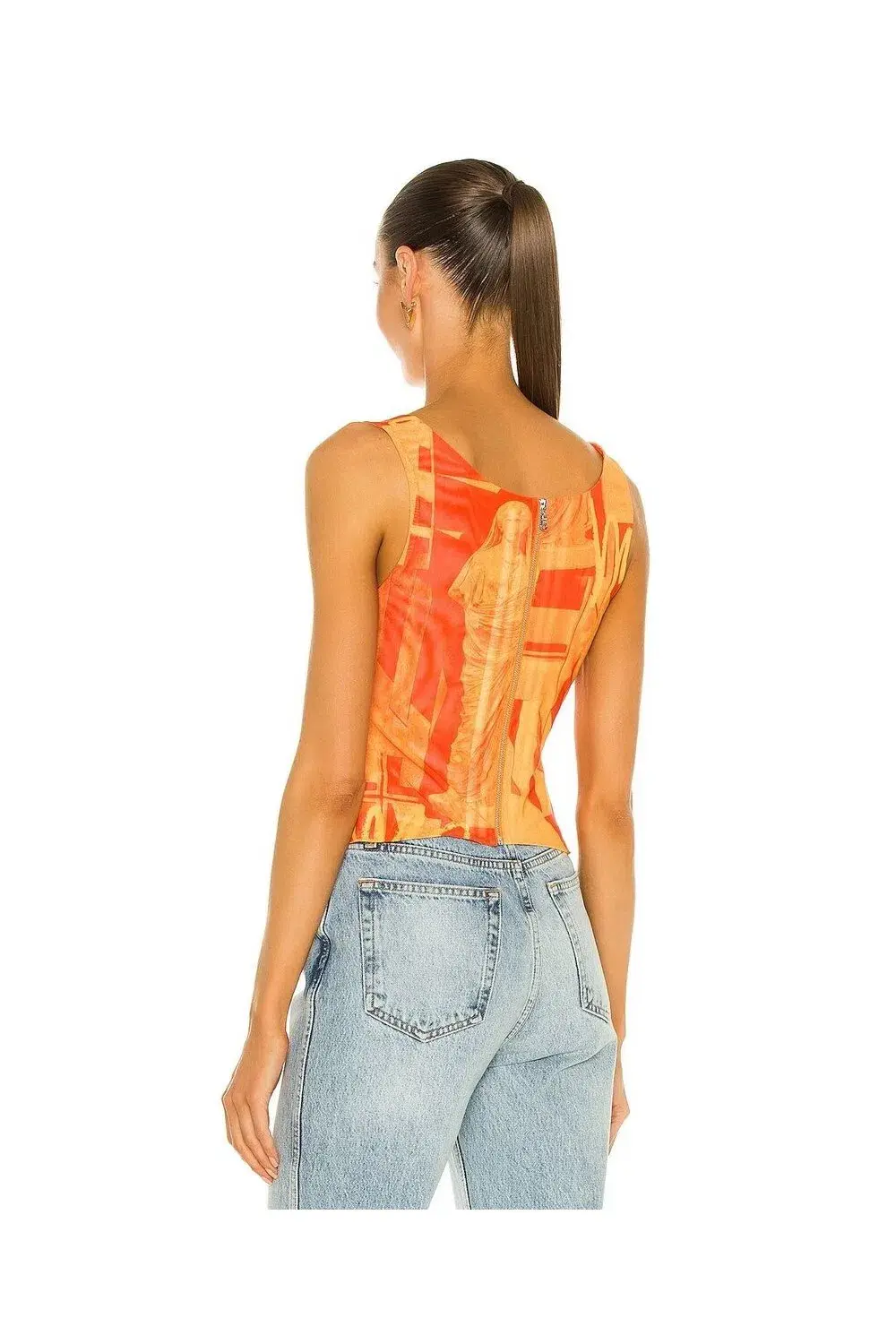 Miaou Imogen Corset Stone Orange Print Size S/ AU 10 - Image 3