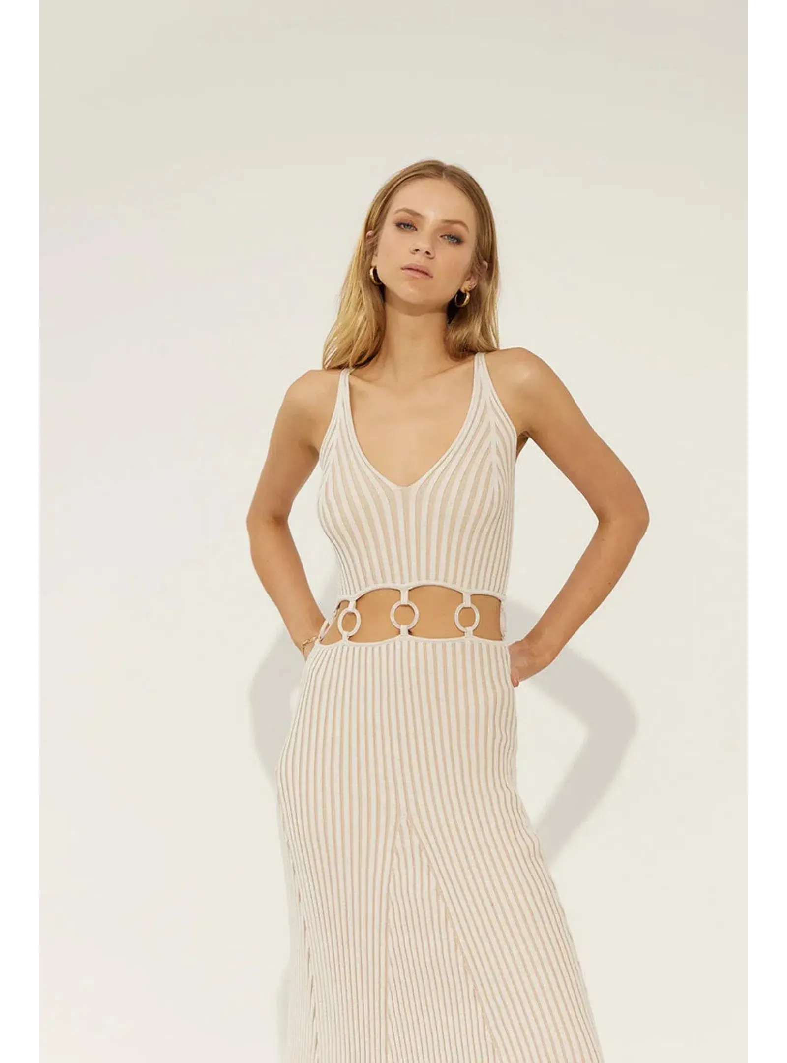 Sovere Emerge Knit Midi Dress in Cream Size XS / AU 6 - Image 2