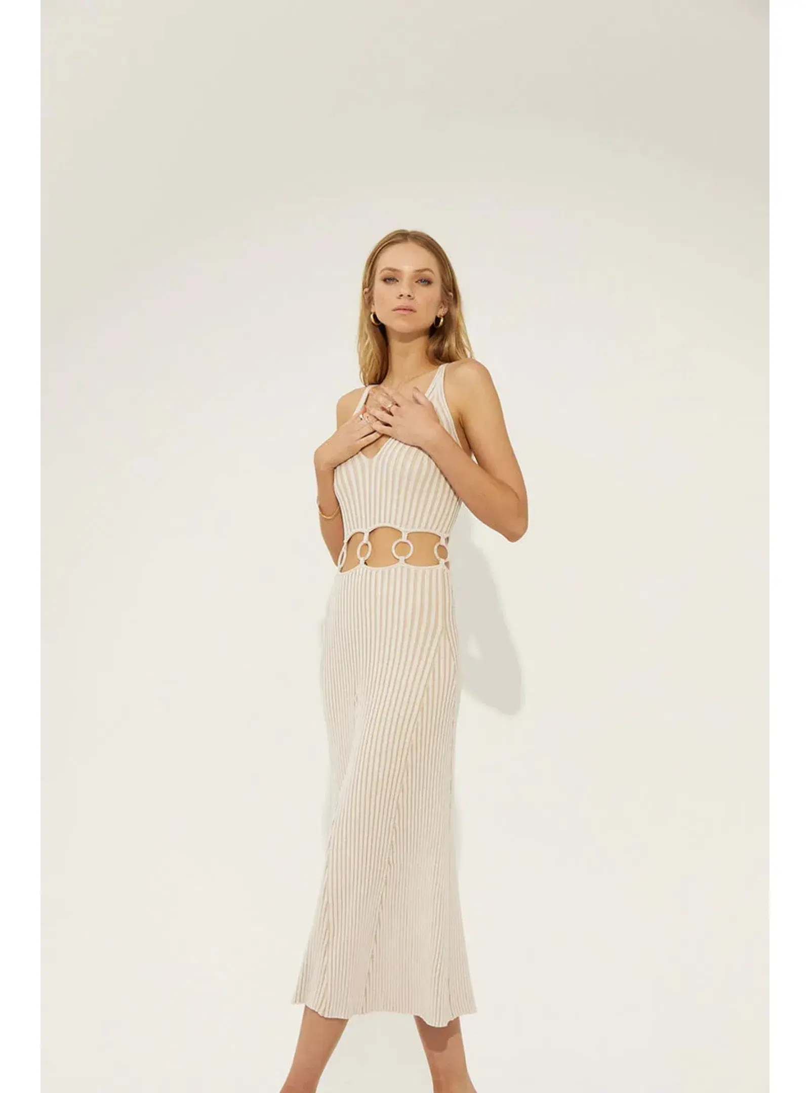 Sovere Emerge Knit Midi Dress in Cream Size XS / AU 6 - Image 1