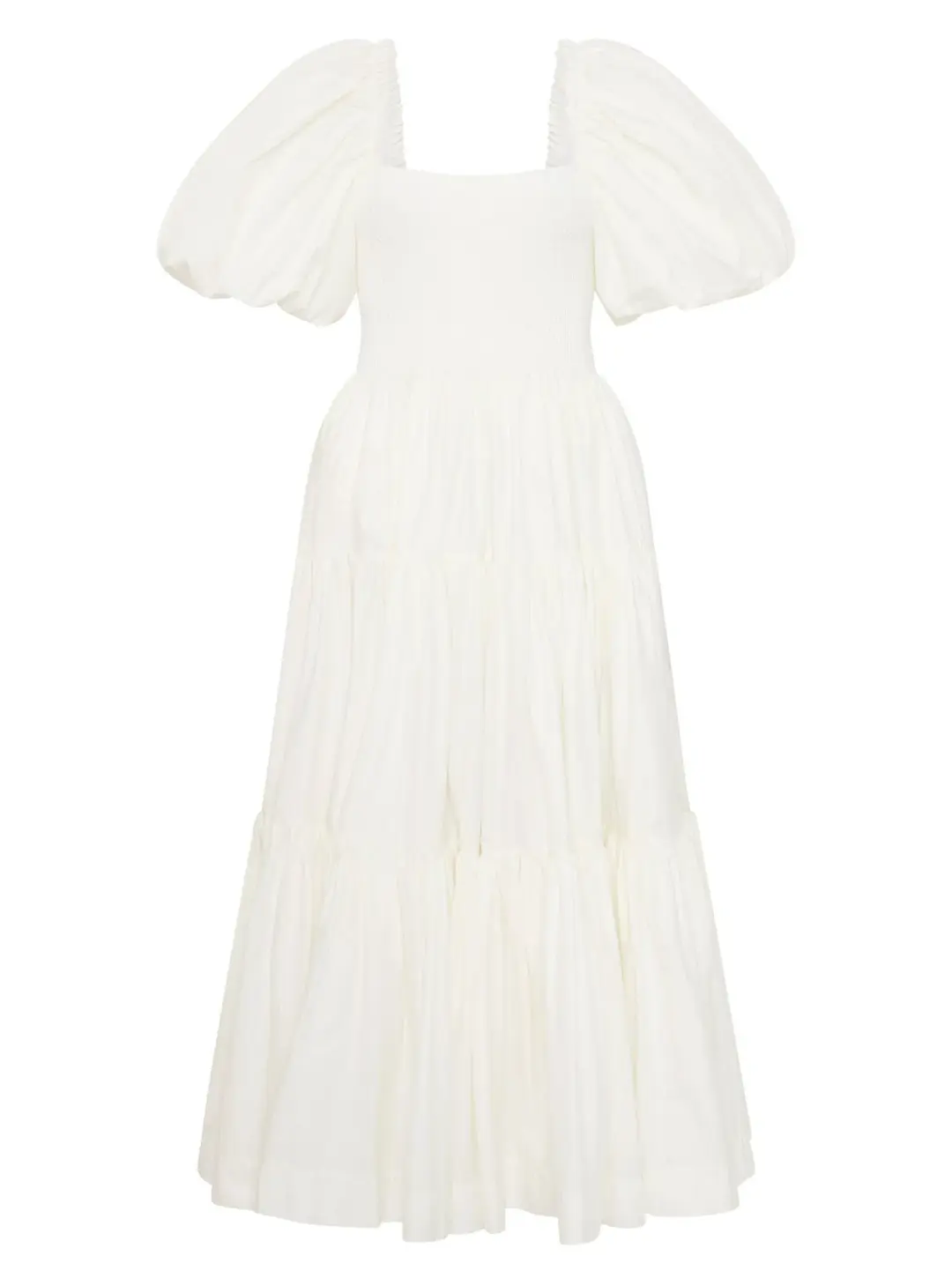 Aje Casa Puff Sleeve Midi Dress Ivory Size AU 10 for rent on The Volte - main image