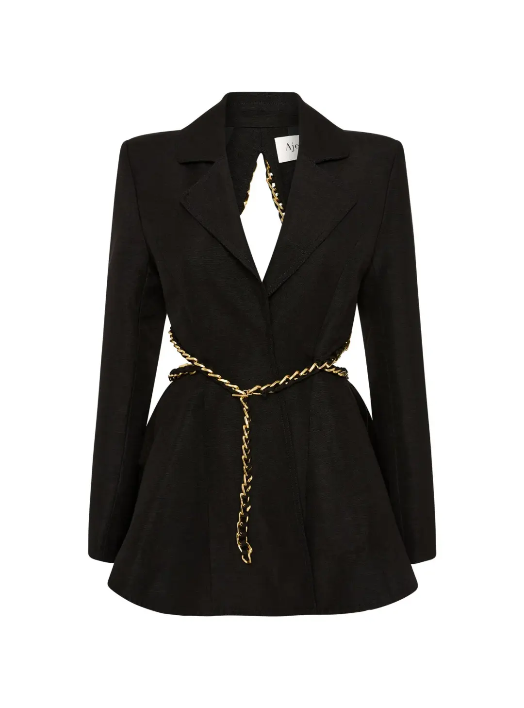 Aje Opal Backless Chainlink Jacket Black Size AU 10 for rent on The Volte - main image