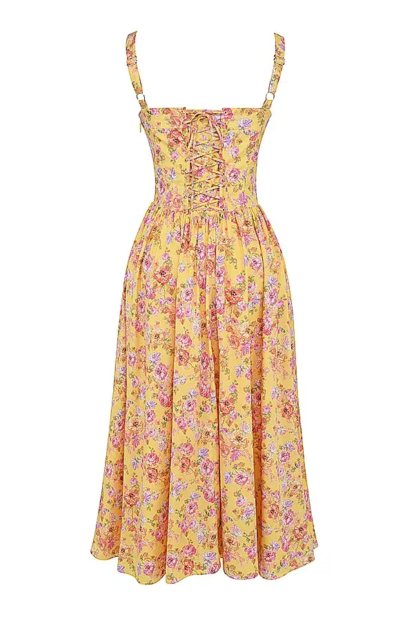House of CB Tatiana Midi Dress Butter Floral Size S / AU 8 - Image 5