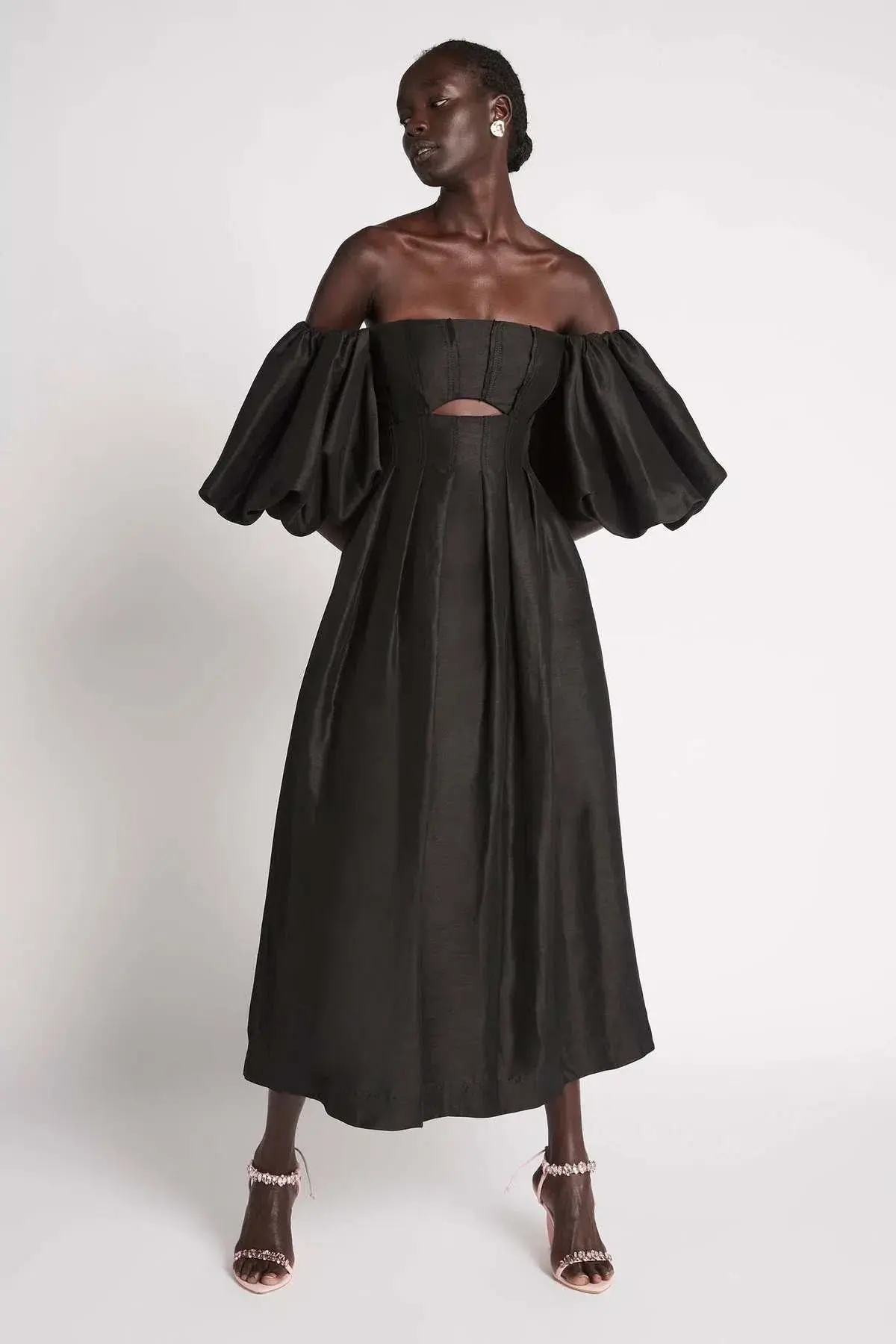 Aje Eugenie Off Shoulder Midi Dress Black Size 10 - Image 1