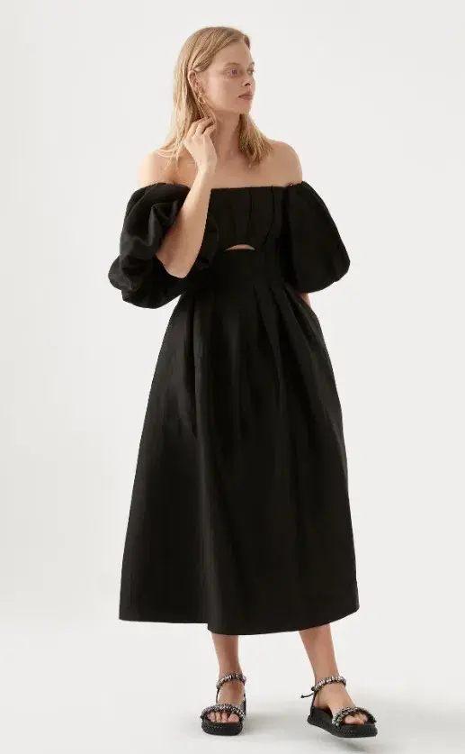 Aje Eugenie Off Shoulder Midi Dress Black Size 10 - Image 3