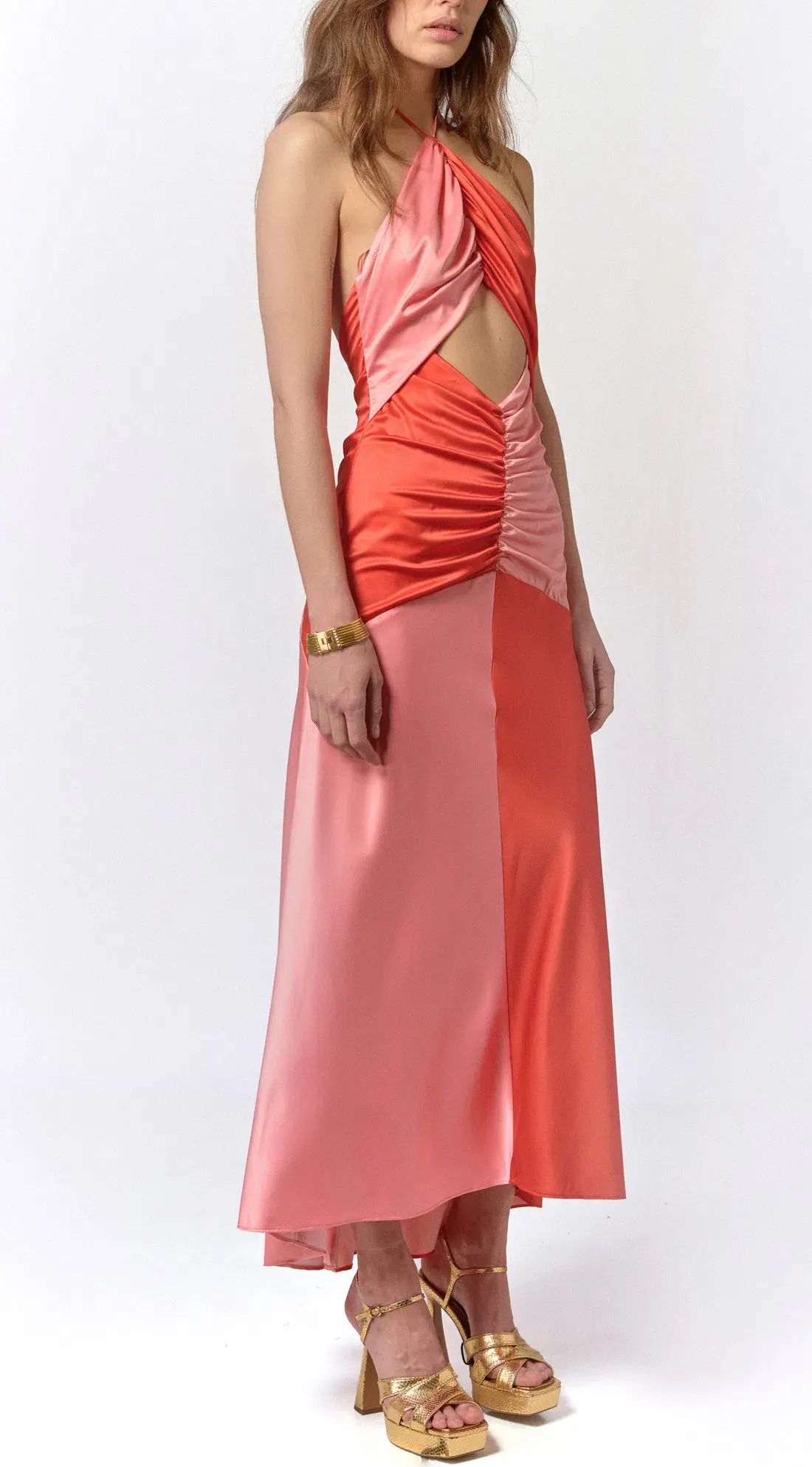 De La Vali Freya Halter Maxi Dress Pink/Red Size 8 - Image 2