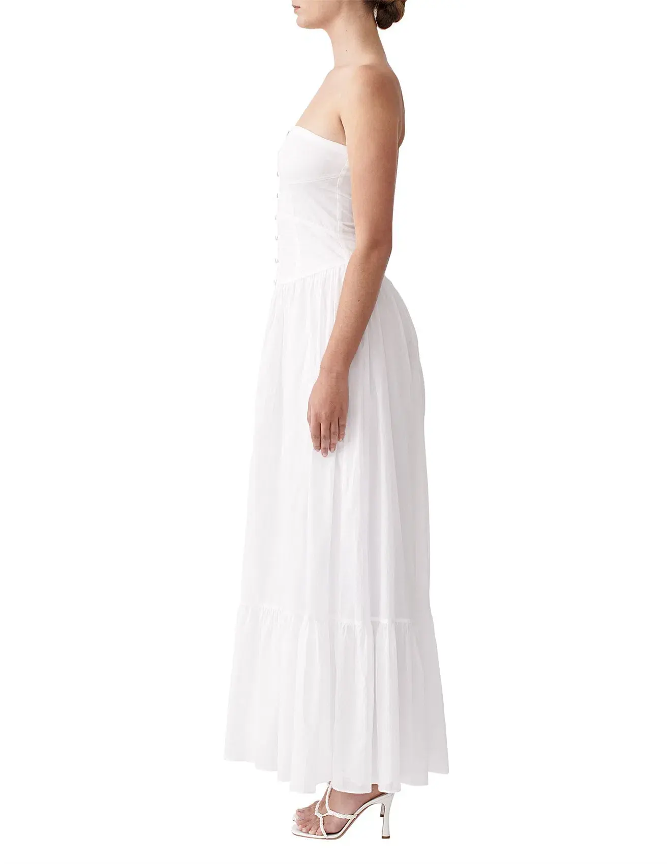 Joslin Anastacia Off Shoulder Strapless Cotton Maxi Dress White Size 8 - Image 5