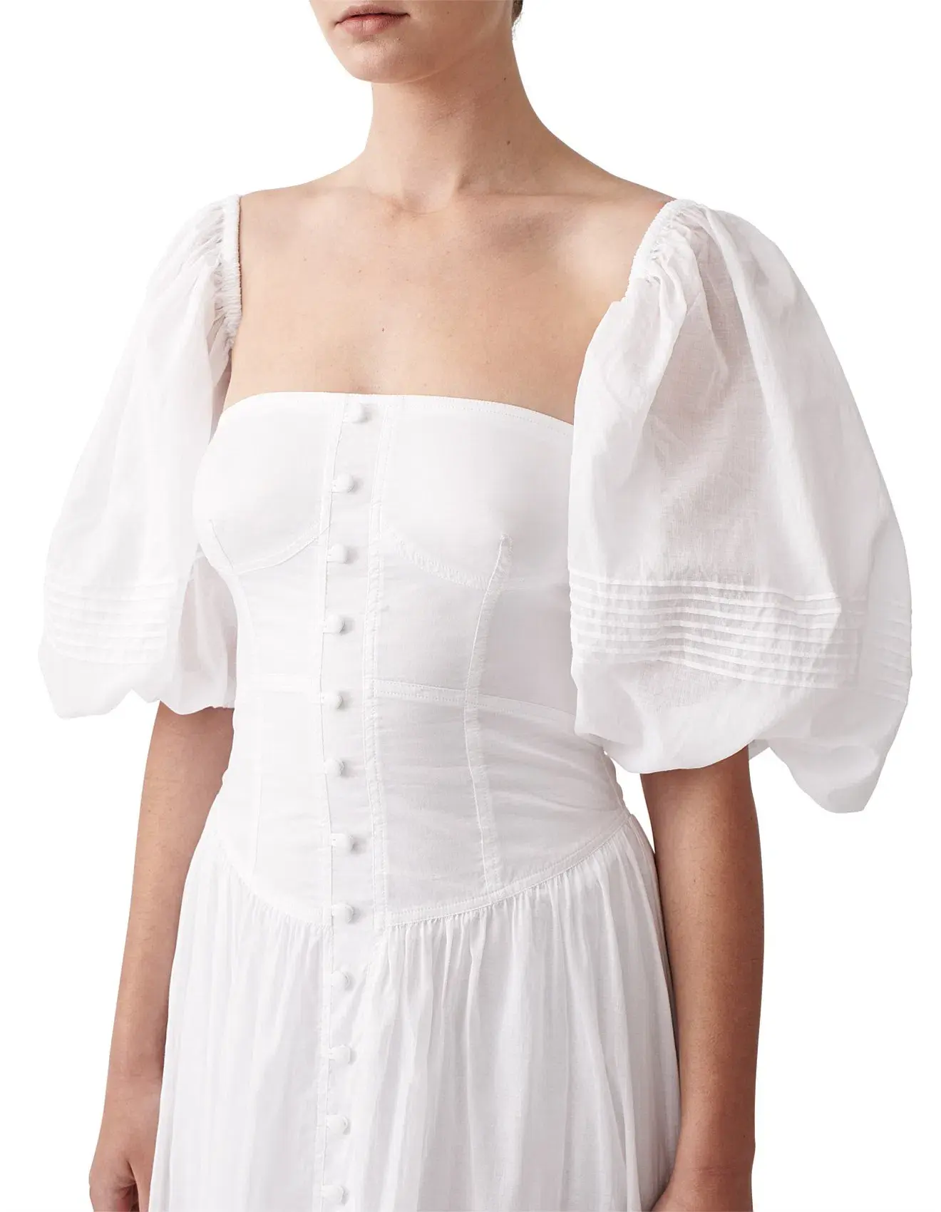 Joslin Anastacia Off Shoulder Strapless Cotton Maxi Dress White Size 8 - Image 7