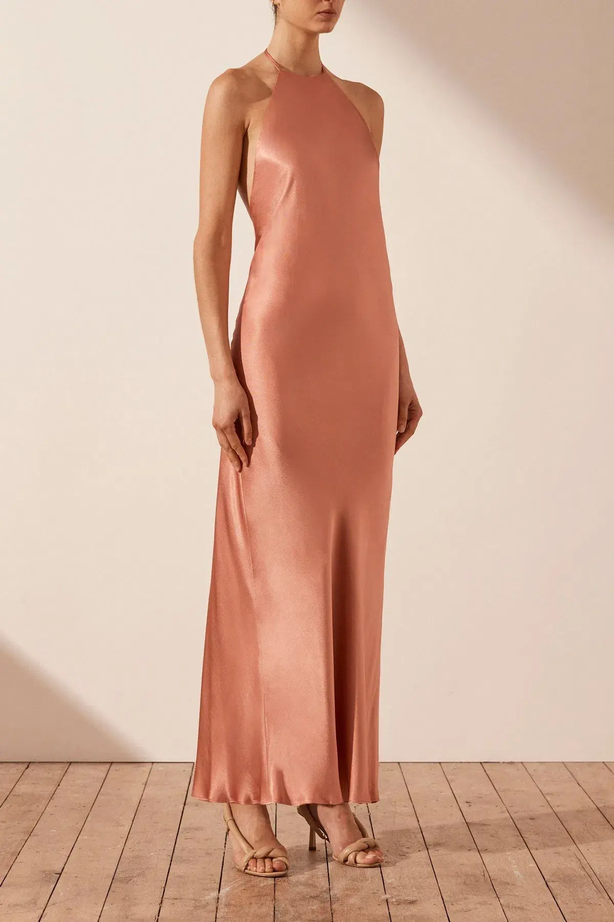 Shona Joy La lune Low Back Halter Neck Midi Dress Antique Rose Size 8 - Image 2