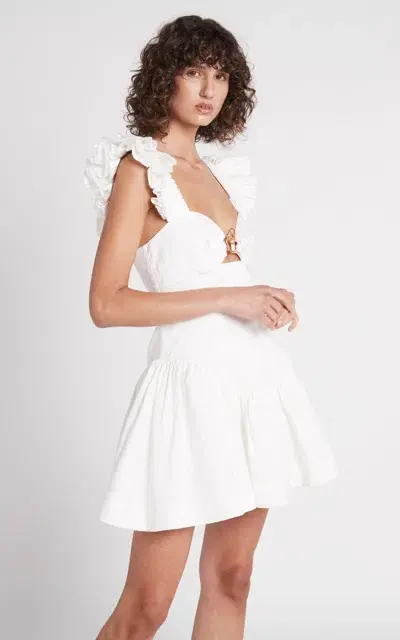 Aje Simone Frill Sleeve Mini Dress Ivory Size XS / AU 6 - Image 2