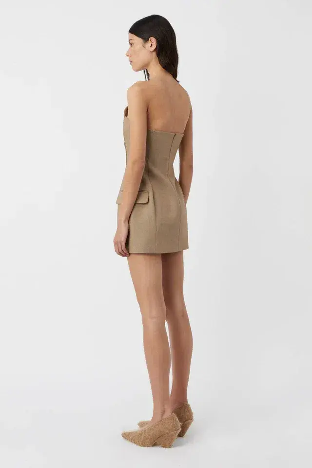 Camilla and Marc Asteria Strapless Mini Dress Tan Brown Size 6 - Image 3