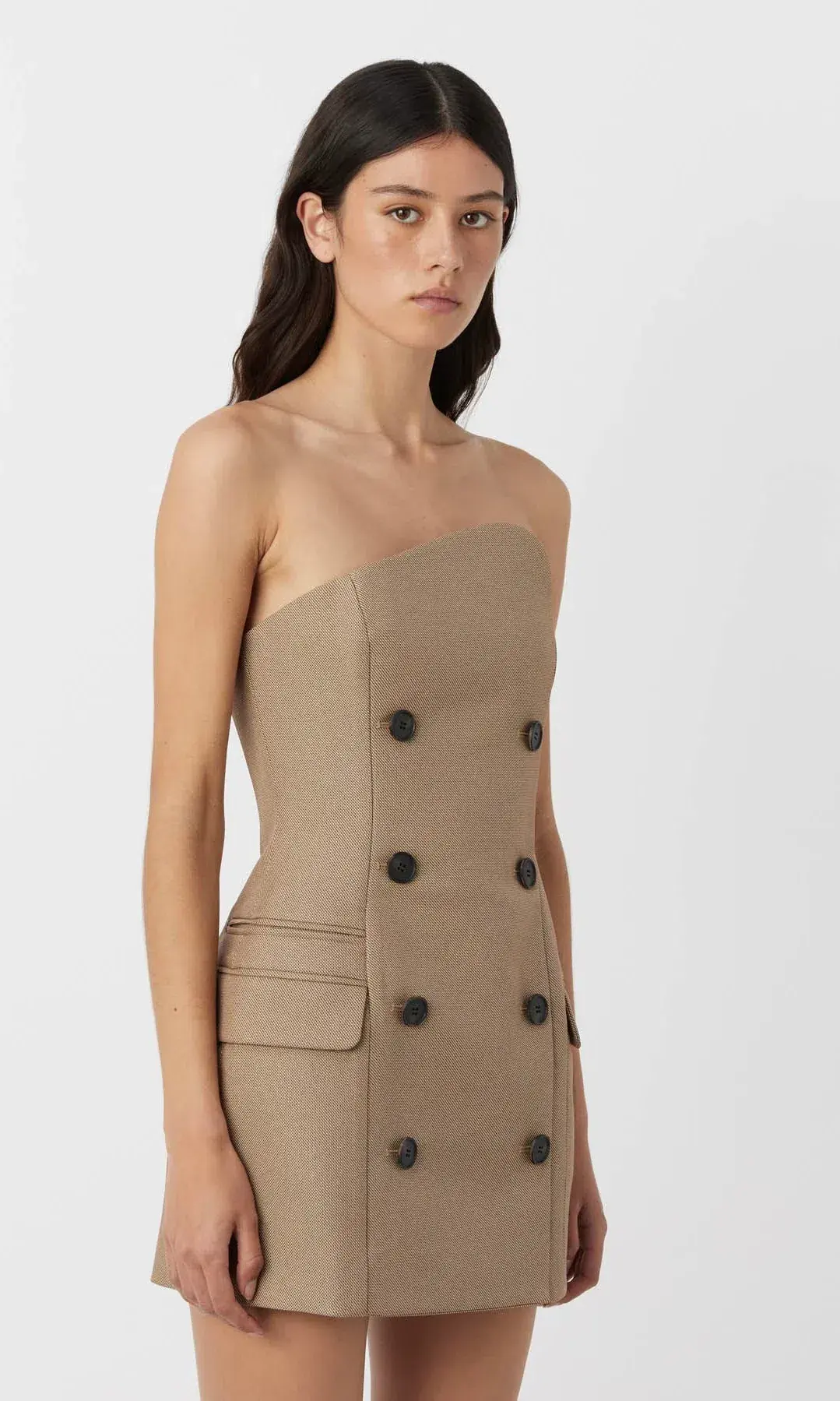 Camilla and Marc Asteria Strapless Mini Dress Tan Brown Size 6 - Image 4