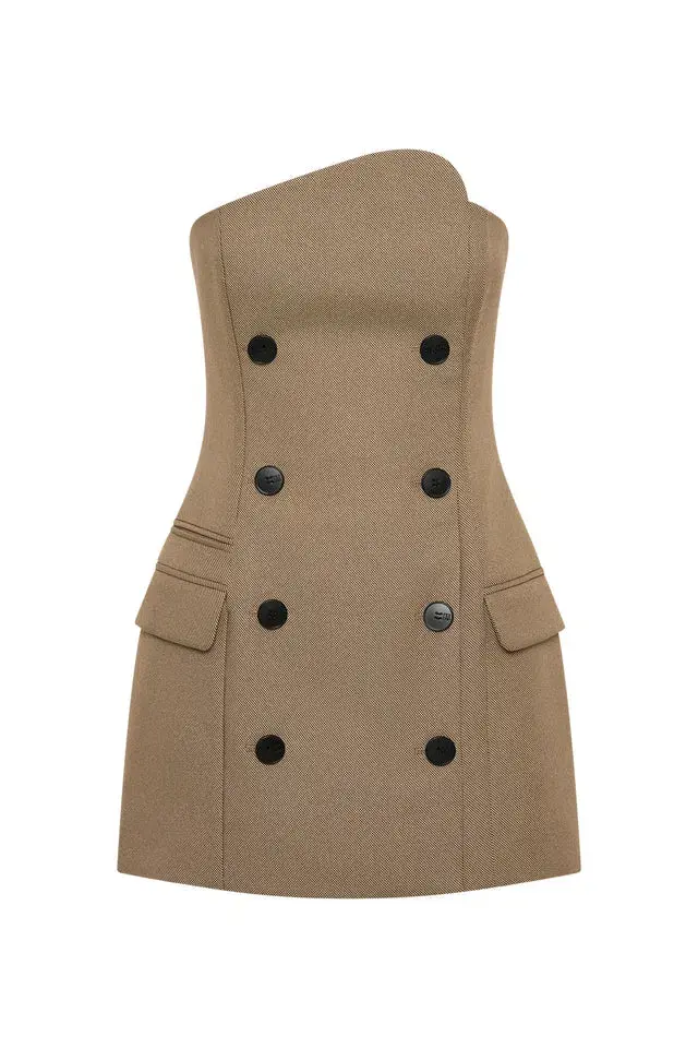 Camilla and Marc Asteria Strapless Mini Dress Tan Brown Size 6 - Image 5