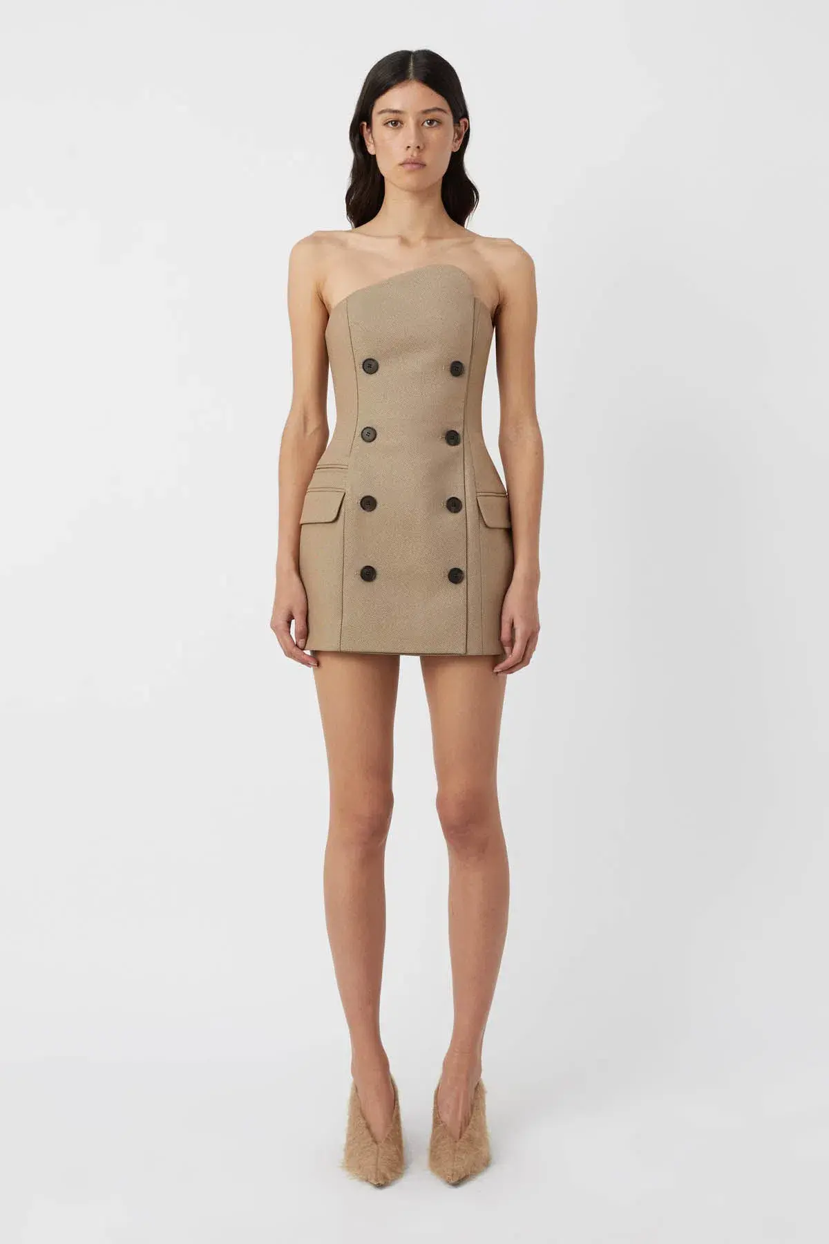 Camilla and Marc Asteria Strapless Mini Dress Tan Brown Size 6 - Image 1